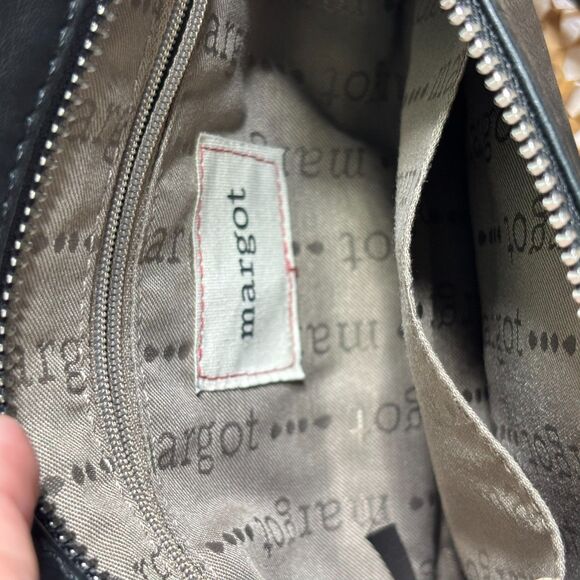 Margot New York | Black Leather Crossbody Purse w/ Silver Hardware | Excellent - Picture 10 of 12